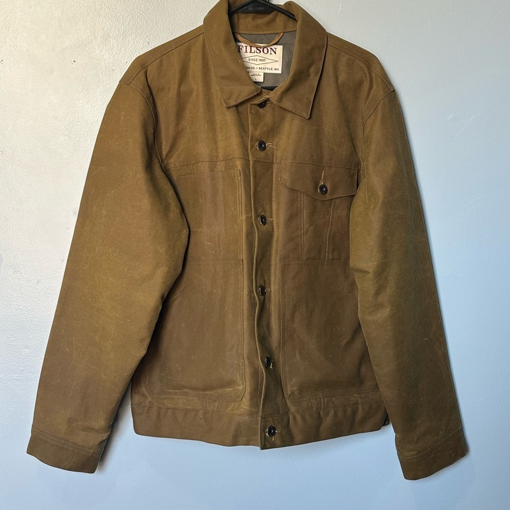 Filson Brown Military Field Jacket Durable Canvas
